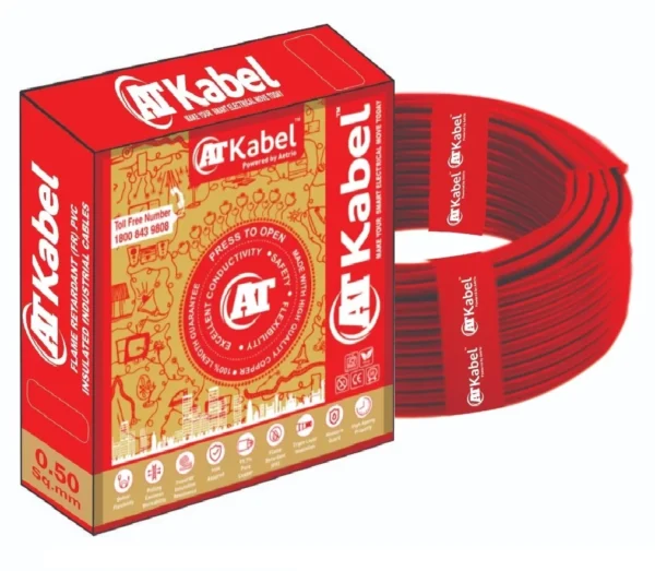 AT Kabel Single Core FR PVC 0.5sq/mm Size 90mtr Wires – Red