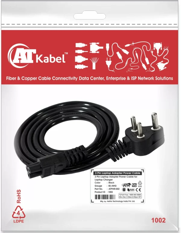 AT Kabel Power Cord 2 m Desktop Computer Power Cable (Compatible with Desktop, PC, Computer printer Power Cable,, Black, One Cable)